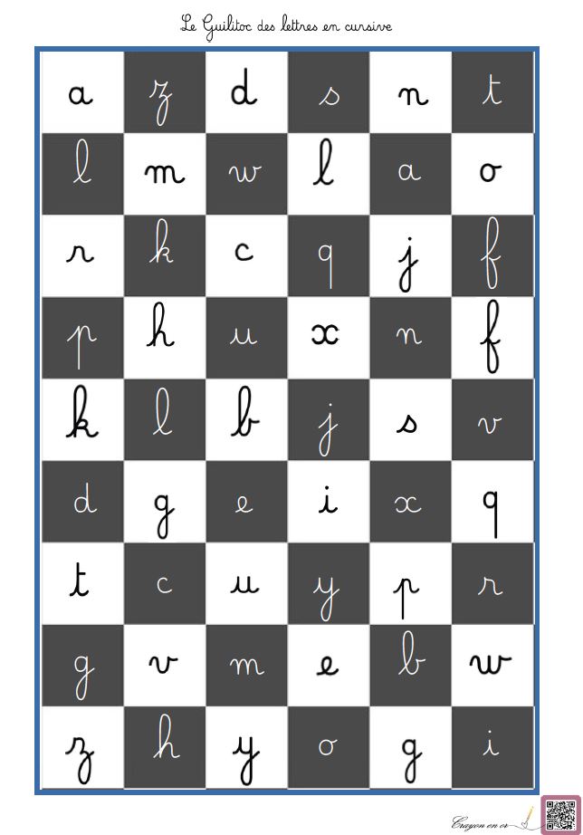 Guilitoc des lettres en cursive Dumont et Belle Allure